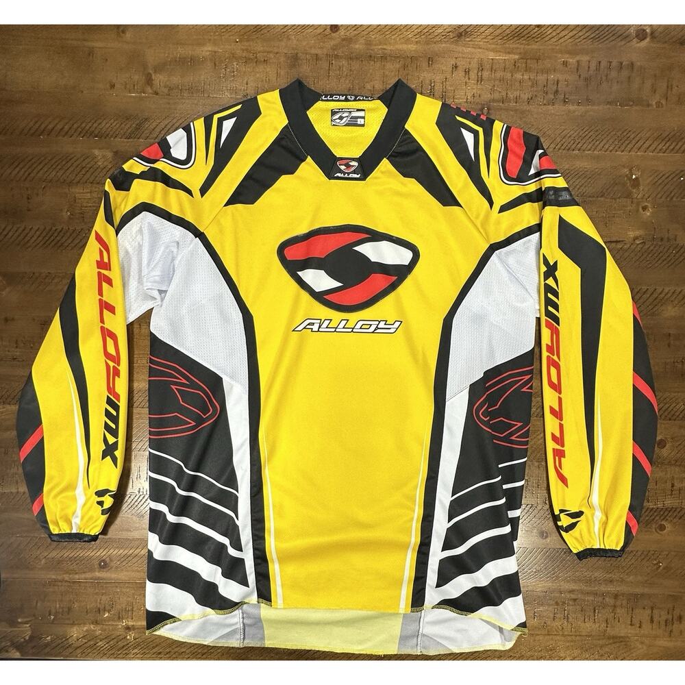 ALLOY Motocross Jersey Men's Large Yellow Black Alloymix Race Shirt